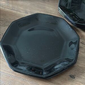 Arcoroc France Octime Black Octagonal Glass Dinnerware - Salad Plate 5